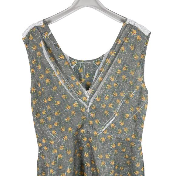 Cotélac France Floral Sheath Dress Botanical Sleeveless Prairie Coquette Sz 2 - Picture 11 of 16